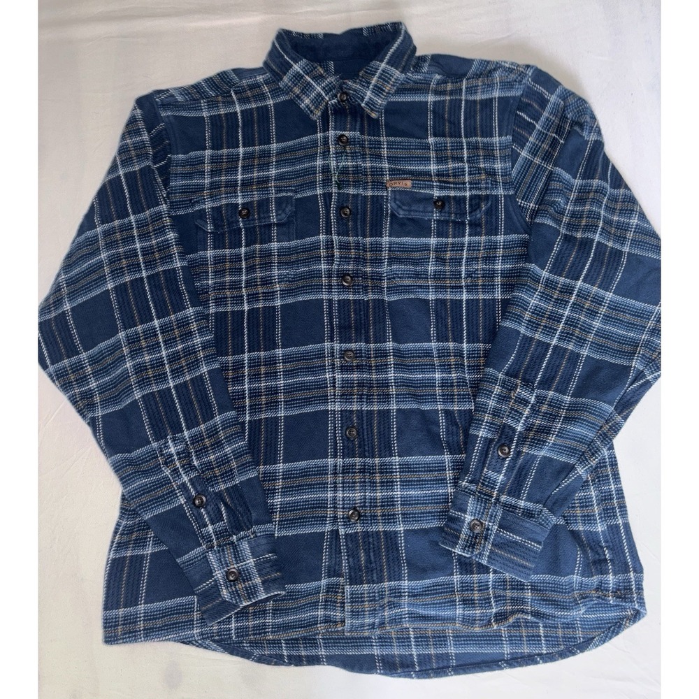 Orvis Big Bear Heavy Weight Flannel Men's Large Blue Plaid 100% Cotton NWOT